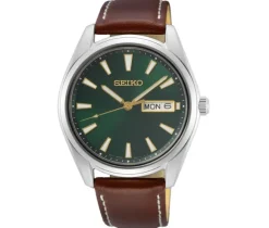 ACIER SAPHIR DATE CUIR BRUN