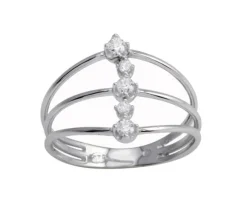 BAGUE 3 RANGS EN ARGENT RHODIÉ SERTIE DE CUBIQUES ZIRCONIAS