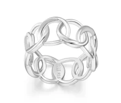 BAGUE ANNEAUX ENTRELACÉES EN ARGENT RHODIÉ