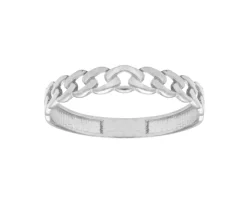 BAGUE CHAINETTE EN OR BLANC À MAILLE MIAMI CUBAINE