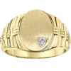 BAGUE CHEVALIÈRE EN OR JAUNE SERTIE DpiUN DIAMANT