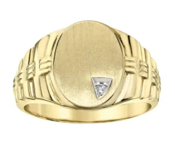 BAGUE CHEVALIÈRE EN OR JAUNE SERTIE DpiUN DIAMANT