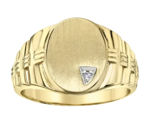 BAGUE CHEVALIÈRE EN OR JAUNE SERTIE DpiUN DIAMANT