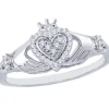 BAGUE CLADDAGH EN OR 10K SERTIE DE DIAMANTS