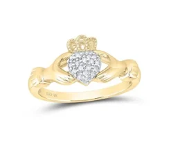 BAGUE CLADDAGH EN OR SERTIE DE DIAMANTS