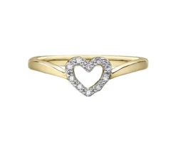 BAGUE COEUR EN OR 10K ROSE SERTIE DE DIAMANTS