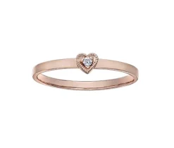BAGUE COEUR EN OR 10K ROSE SERTIE DpiUN DIAMANT