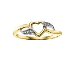 BAGUE COEUR EN OR 10K SERTIE DE DIAMANTS