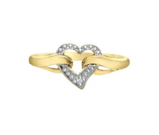 BAGUE COEUR EN OR SERTIE DpiUN DIAMANT