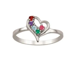 BAGUE COEUR FAMILIAL EN OR 10K SERTIE DE 1-7 PIERRES