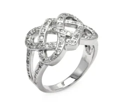 BAGUE DAME DOUBLE INFINI EN ARGENT RHODIÉ SERTIE DE CUBIQUES ZIRCONIAS