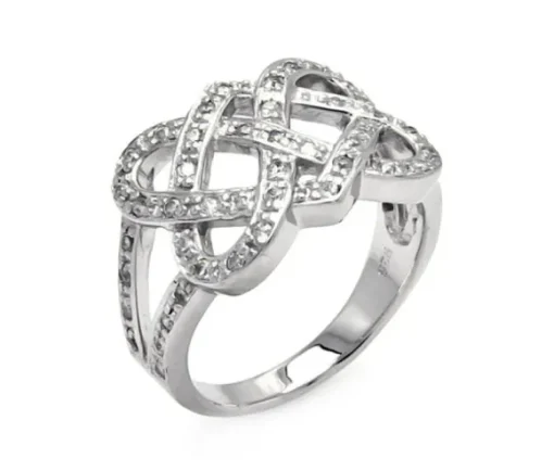 BAGUE DAME DOUBLE INFINI EN ARGENT RHODIÉ SERTIE DE CUBIQUES ZIRCONIAS