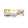 BAGUE DAME EN OR 14K 2 TONS SERTIE DpiUN DIAMANT CANADIEN ET DE DIAMANTS