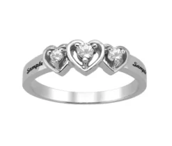 BAGUE DAME FAM 10K COEURS 3 PIERRES