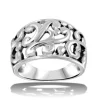 BAGUE DÔME AJOURÉ À MOTIF FLEUR/COEUR EN ARGENT