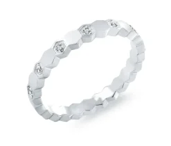 BAGUE EN ACIER MULTI HEXAGONES SERTIE DE CUBIQUES ZIRCONIAS