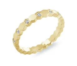 BAGUE EN ACIER/PVD OR MULTI HEXAGONES SERTIE DE CUBIQUES ZIRCONIAS