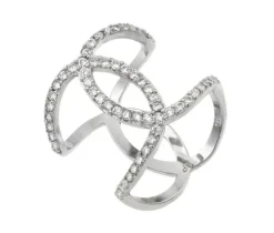 BAGUE EN ARGENT RHODIÉ ENTRECROISÉ SERTIE DE CUBIQUES ZIRCONIAS