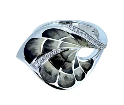 BAGUE EN ARGENT RHODIÉ ET RÉSINE SERTIE DE CUBIQUES ZIRCONIAS