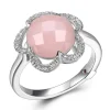 BAGUE EN ARGENT RHODIÉ SERTIE DpiUN QUARTZ ROSE ET DE CUBIQUES ZIRCONIAS