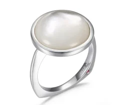 BAGUE EN ARGENT RHODIÉ SERTIE DE NACRE DE PERLE