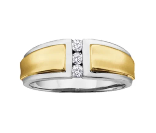 BAGUE EN OR 2 TONS SERTIE DE DIAMANTS CANADIENS