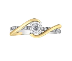 BAGUE EN OR 2 TONS SERTIE DE DIAMANTS