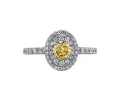 BAGUE EN OR BLANC SERTI DpiUN DIAMANT CANARI ET DE DIAMANTS