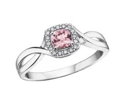 BAGUE EN OR BLANC SERTIE DpiUNE PIERRE DE NAISSANCE VARIÉE ET DE DIAMANTS