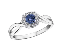 BAGUE EN OR BLANC SERTIE DpiUNE PIERRE DE NAISSANCE VARIÉE ET DE DIAMANTS