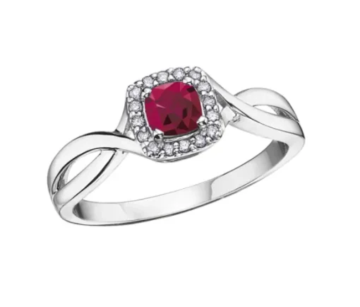 BAGUE EN OR BLANC SERTIE DpiUNE PIERRE DE NAISSANCE VARIÉE ET DE DIAMANTS