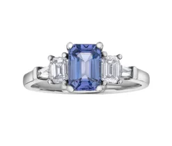 BAGUE EN OR BLANC SERTIE DpiUNE TANZANITE ET DE DIAMANTS