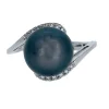 BAGUE EN OR BLANC SERTIE DpiUNE PERLE DE TAHITI ET DE DIAMANTS