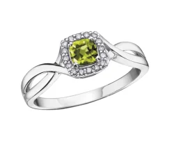 BAGUE EN OR BLANC SERTIE DpiUNE PIERRE DE NAISSANCE VARIÉE ET DE DIAMANTS