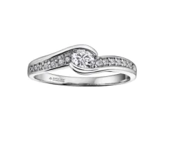 BAGUE EN OR BLANC SERTIE DpiUN DIAMANT CANADIEN ET DE DIAMANTS
