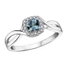 BAGUE EN OR BLANC SERTIE DpiUNE PIERRE DE NAISSANCE VARIÉE ET DE DIAMANTS