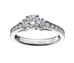 BAGUE EN OR BLANC SERTIE DpiUN DIAMANT CANADIEN ET DE DIAMANTS