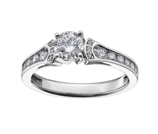 BAGUE EN OR BLANC SERTIE DpiUN DIAMANT CANADIEN ET DE DIAMANTS