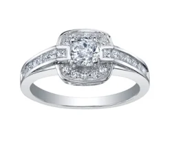 BAGUE EN OR BLANC SERTIE DpiUN DIAMANT CANADIEN ET DE DIAMANTS