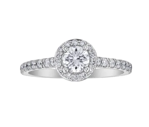 BAGUE EN OR BLANC SERTIE DpiUN DIAMANT CANADIEN ET DE DIAMANTS