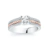 BAGUE EN OR 14K 2 TONS ROSE SERTIE DE DIAMANTS