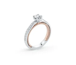 BAGUE EN OR 14K 2 TONS ROSE SERTIE DE DIAMANTS