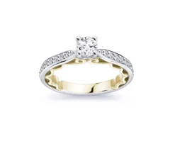 BAGUE EN OR 14K 2 TONS SERTIE DE DIAMANTS