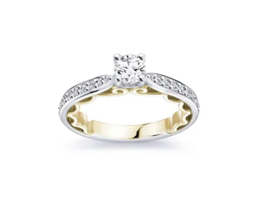 BAGUE EN OR 14K 2 TONS SERTIE DE DIAMANTS