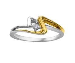 BAGUE EN OR 10K 2 TONS SERTIE DpiUN DIAMANT CANADIEN