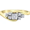 BAGUE EN OR 10K 2 TONS SERTIE DpiUN DIAMANT CANADIEN ET DE DIAMANTS