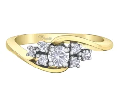 BAGUE EN OR 10K 2 TONS SERTIE DpiUN DIAMANT CANADIEN ET DE DIAMANTS