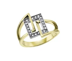BAGUE EN OR 10K 2 TONS SERTIE DE DIAMANTS