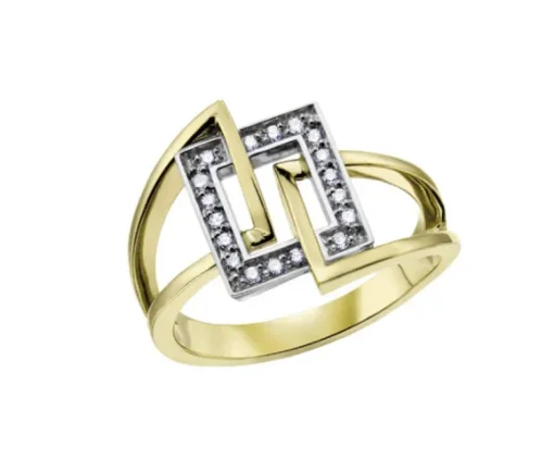 BAGUE EN OR 10K 2 TONS SERTIE DE DIAMANTS