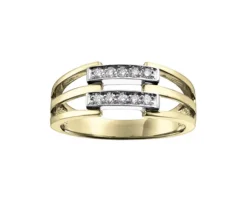 BAGUE EN OR 10K 2 TONS SERTIE DE DIAMANTS